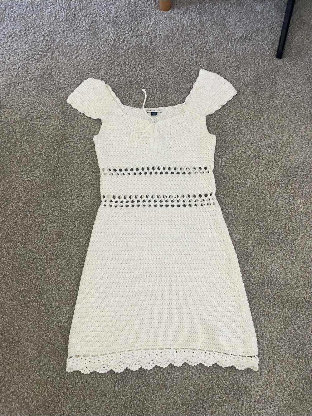 American Eagle Outfitters White Crochet swim Cover-Up Dress